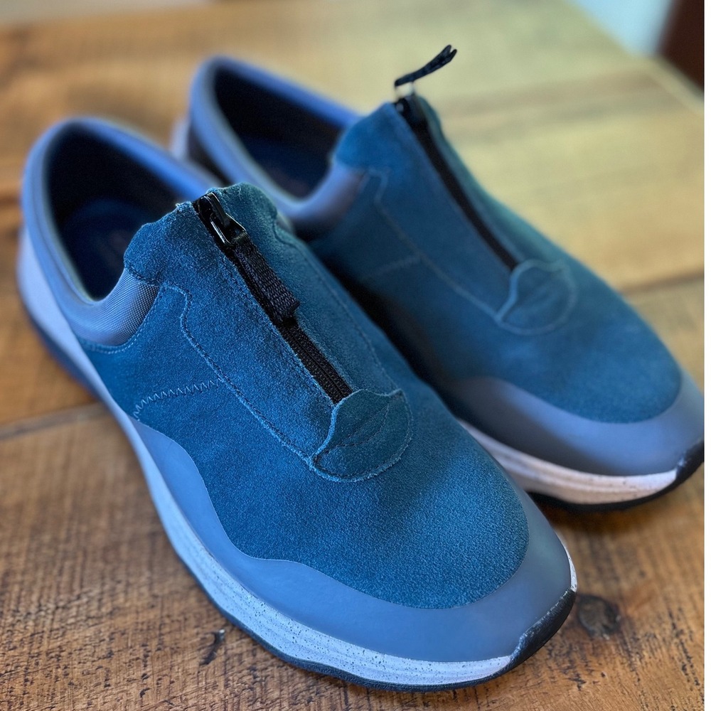 Clarks Womens Jaunt Way Blue Suede Casual Slip On Zipper Closure Shoes Size  11